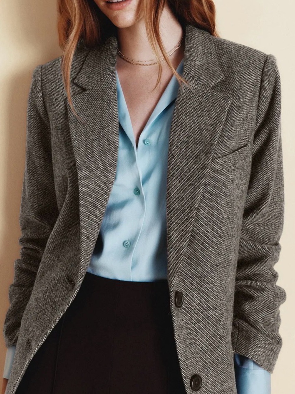 Quince Blazer Size Large Italian Wool Oversized Textured Brown NEW With Tags